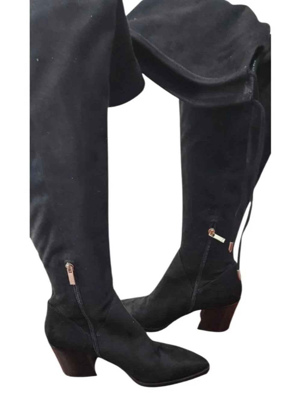 Marc Fisher LTD Black Over the Knee Pointed Toe Block Heel Boots 8M NWOB